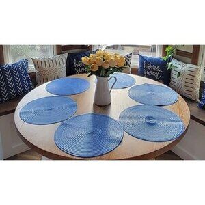 New Round Braided Placemats Set of 6 Circle Place Mats Kitchen Table Mats